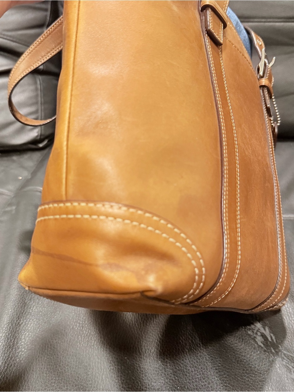 Vintage Coach Hampton Leather Shoulder Tote Bag – Camel Brown / Tan - Picture 9 of 13